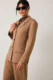 Structured Shoulder Fit & Flare Blazer- Taupe
