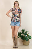 Western Cowboy Stamp Print T Shirt