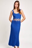 Cristina Square Neck Sleeveless Crochet Midi Dress - Cream