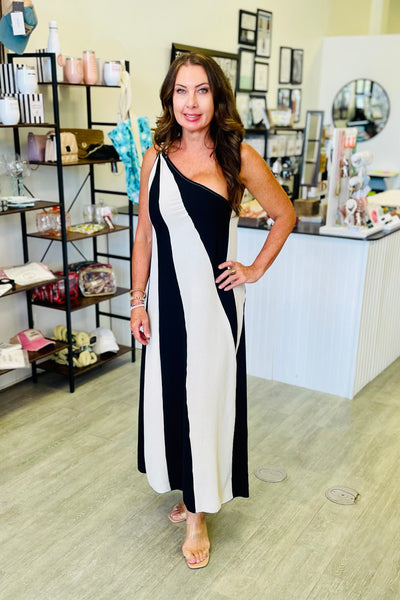 Cirque Italiano One Shoulder Two-Tone Dress