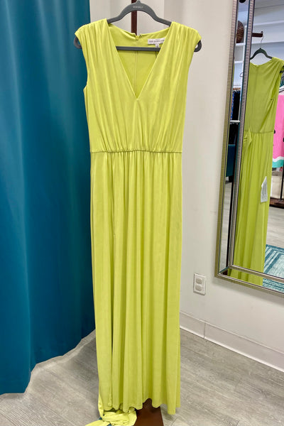 Dress the Population Krista Belted Evening Gown - Lemongrass