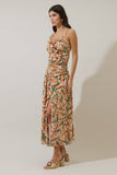 Heida Floral Bristol Ruched Maxi Dress- Orange
