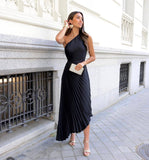 The Francesca Pleated One Shoulder Side Cutout Dress