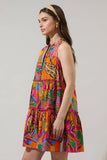 Milana Floral Adrina Shift Tiered Mini Dress - Orange/Pink