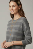 The Q2 Striped Knit Sweater w/ Sequin