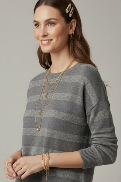 The Q2 Striped Knit Sweater w/ Sequin