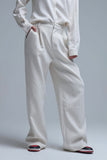 The Q2 Wide Leg Pinstripe Pants- Cream