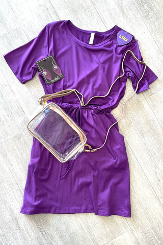 Sara Short Tie Dress - Purple