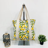 Block Printed Canvas Bag - Lemon Groves
