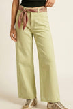The Q2 Wide Leg Trousers with Twill- Mint Green