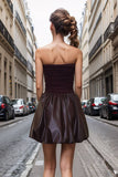 The Mimi Mini Tube Dress with Vegan Leather Bubble Skirt- Dark Wine