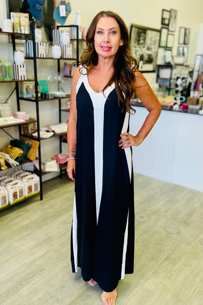 Nicoletta Color Block Tank Maxi Dress