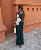 Rosina Long Dress with Contrast Floral Cutout