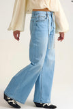The Q2 Wide Leg Pants with Adjustable Drawstring Waist- Blue