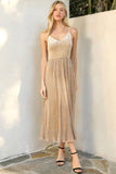 Mystree Shiny Mixed Cami Midi Dress: Champagne