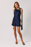 The Selena Scarf Fitted Satin Mini Dress
