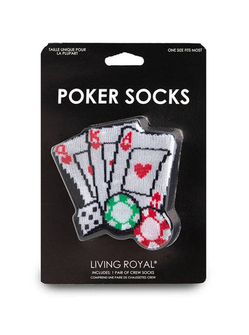 3D Packaged Crew Socks - Poker Cards & Chips - Black