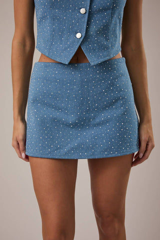 The Sabrina Denim Skort with Rhinestones