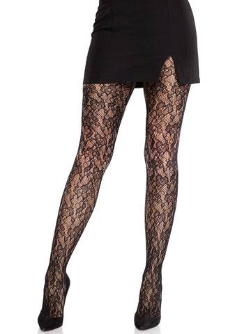 Camellia Lace Tights: Black / One Size