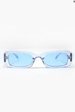 The Q2 Rectangular Sunglasses with Blue Lenses- Clear