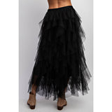 Cascading Tulle Mesh Layered Midi Skirt