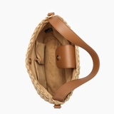 Sunset Straw Bucket Mini Tote Bag: Brown