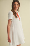Cotton Gauze Ribbon Tie Mini Dress