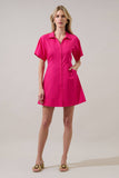 Durella Button Down Mini Dress- Yellow