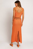 Cristina Square Neck Sleeveless Crochet Midi Dress - Cream