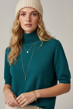 The Q2 Fine Knit Sweater with High Neck and Elbow Length Sleeves