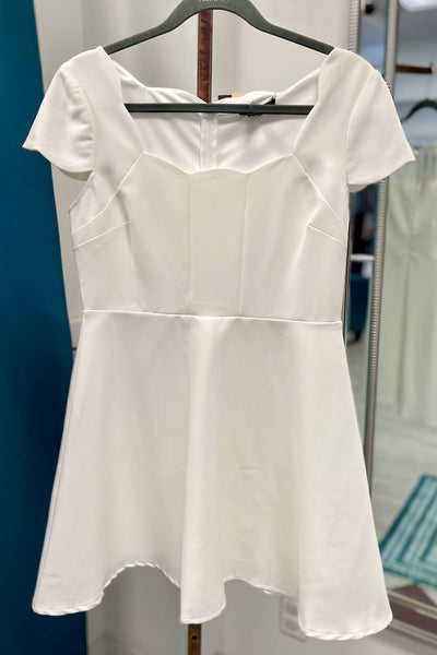 FINAL SALE Aqua Cap Sleeve Shift Dress - White