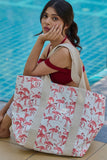 Block Printed Canvas Tote - Flamingo