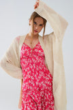 The Q2 Draped Crochet Cardigan Sweater