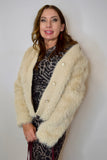 The Q2 Cropped Fine Fur Jacket- Beige