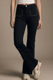 The Q2 Flare Leg Jeans with Stud Detail- Black