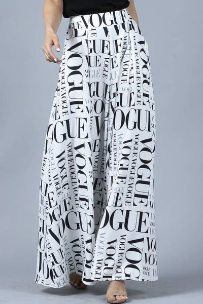 Vogue White Print Palazzo Pants - Off White