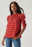 Woodland Red Plaid Drape Sleeve Top