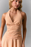 Abby Crush Halter Gingham Mini Dress