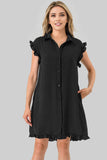Avery Game Day Ruffle Button Down Dress Black
