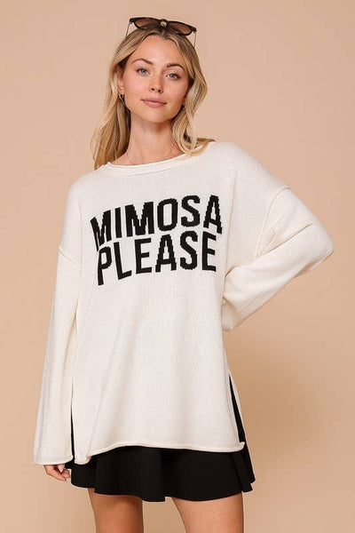 Mimosas Please Sweater - Ivory/Black