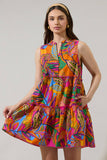 Milana Floral Adrina Shift Tiered Mini Dress - Orange/Pink