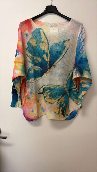 Butterfly Print Italian Knit Sweater
