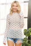 Mesh Heart Flocking High Neck Long sleeved Shirt