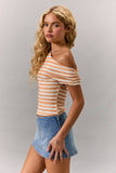 Off-Shoulder Striped Knot Top