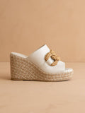 The Aime | Wedge with Raffia - White