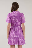 Amo Button Up Mini Dress Orchid- Lavender