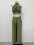 Italian 2pc Crop Top + Trousers Set