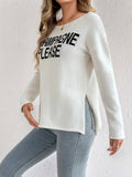 Champagne Please Slit Sweater - White