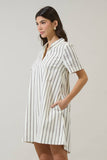 Kamara Striped Ivina Collared Mini Dress- Marshmallow
