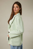 Oversized Spring Blazer with Gingham Lining - Sage